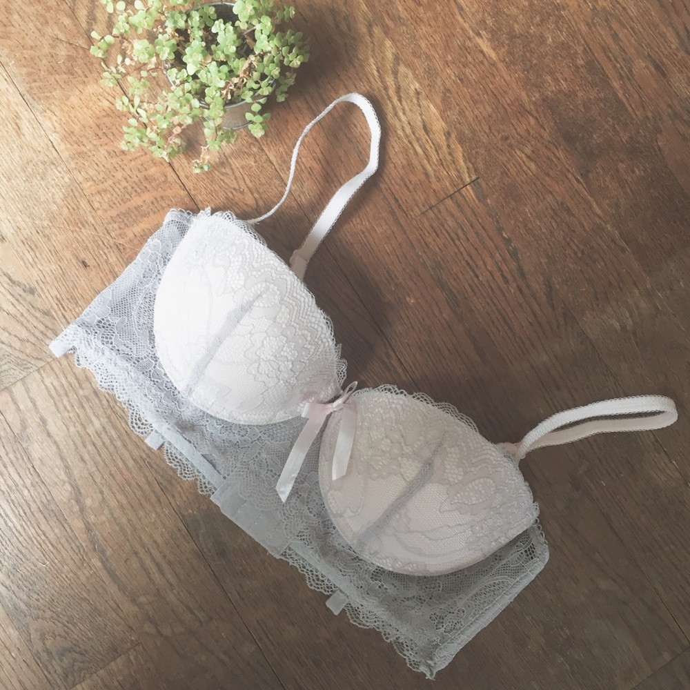 Lacy 34B balconnet push up bra - removable straps